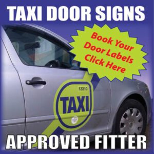 Taxi Door Stickers Approved Fitter