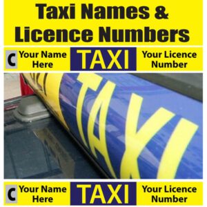Taxi Roof Sign Names or Licence Numbers